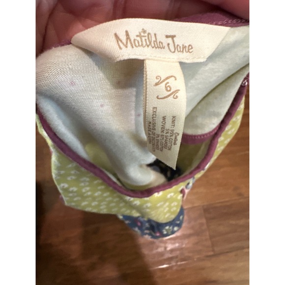 Matilda Jane Girls Dress Floral Snail Print ALine Button Front Pocket Size 6 - Picture 3 of 3